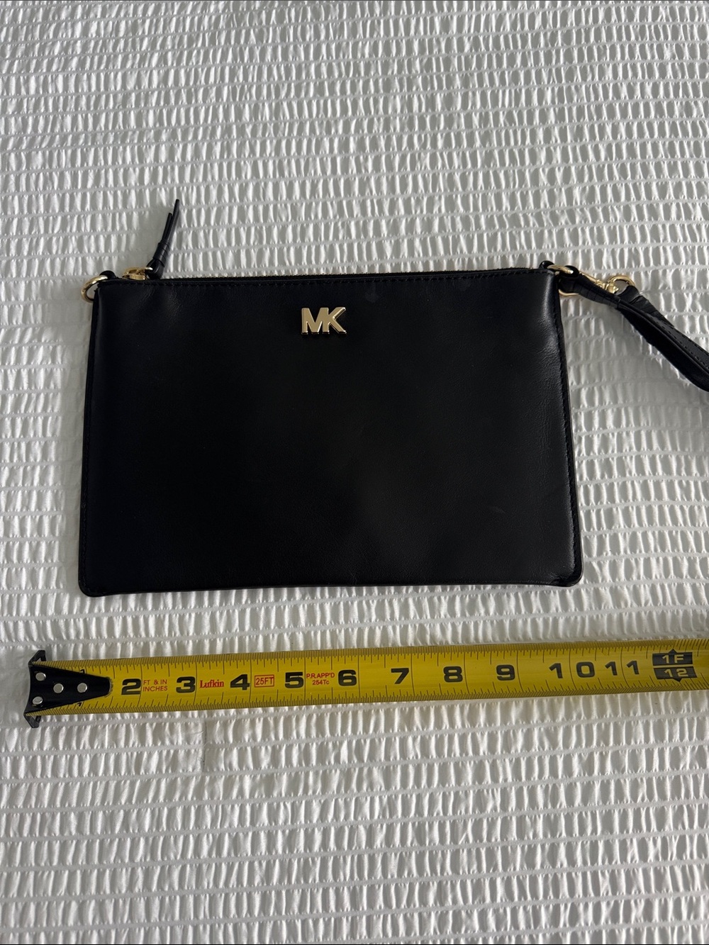 Michael Kors Black Leather Clutch‎ with Gold MK Logo